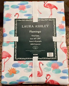 Laura Ashley Tropical Pink Flamingo Tablecloth 60"x84" Oblong Rectangular - Picture 1 of 2