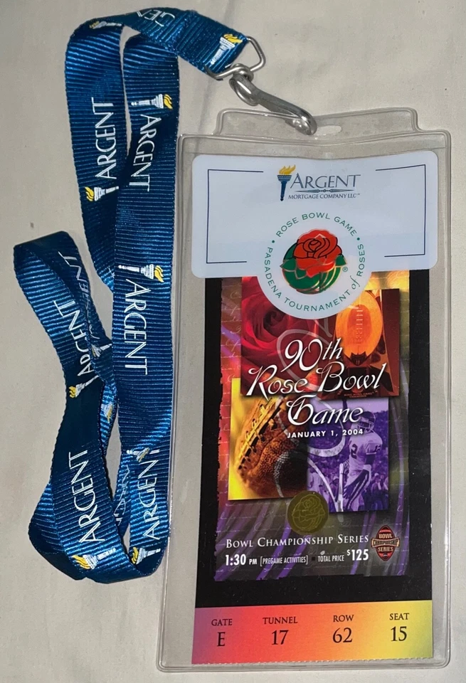 2004 90th ROSE BOWL GAME TICKET STUB + LANYARD MICHIGAN WOLVERINES USC TROJANS ! - Image 1 of 4