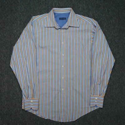 Camisa Ted Baker Para Hombre Grande 16 Azul Amarillo Rayas Manga Larga Botón 34/35 Foto 1 de 4