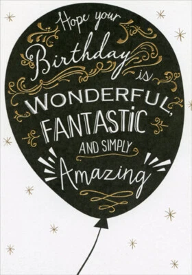 DESIGNER GREETINGS Wonderful Fantastic Amazing Black Balloon on White Birthday Card for Brother