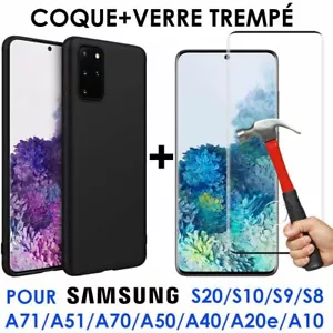 COQUE pour Samsung S24 S23 S22 S21 20/Ultra/FE/S10/S9/S8 CARBONE+ VERRE TREMPE - Imagen 1 de 10