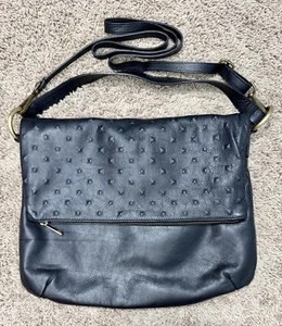 Lavorazione Artigiana Black Foldover Bag Leather Italy Purse  - Picture 1 of 7