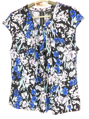 LIZ CLAIBRONE Women Women Stretch Comfy Poly Tank Top Pleat Multicolor Floral L - Image 1 of 4