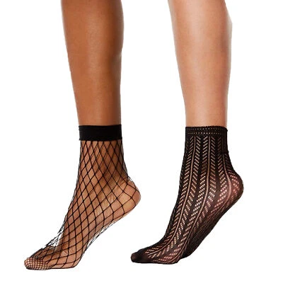 INC International Concepts Womens Ankle Socks 2pk (Fishnet/Chevron Knit, OS) - Image 1 of 3