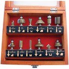 12pc 1/4" TCT Router Bit Shank Staight Cutter Set with Professional Wooden Case