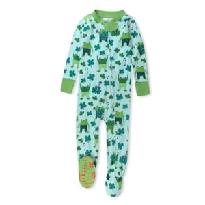  Non-Slip Footed Pajamas One-Piece Sleeper Zip-Front 12 Months 1 St Pats Boy - Picture 1 of 7