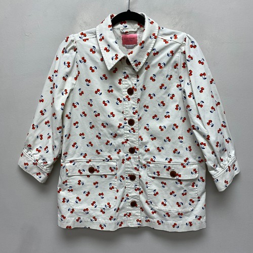 Giacca donna Kate Spade bianca ciliegia tasche bottoni manica 3 4 M $368