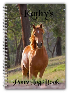 A5 PONY GIRL/BOY PERSONALISED LOGBOOK PONY CLUB EQUESTRIAN 100 PAGES CHRISTMAS  - Picture 1 of 14