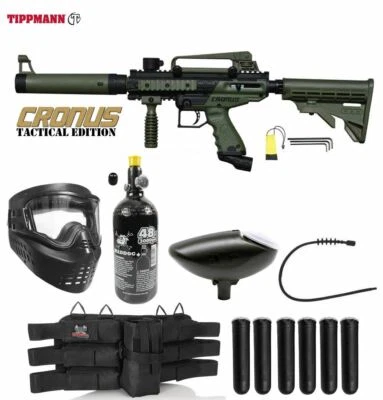 Maddog Tippmann Cronus Tactical Titanium HPA Paintball Gun Starter Package Olive