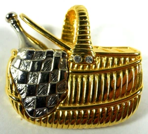 LC Liz Clairborne Diseñador Moda Prendedor Broche Picnic Cesta Botella Joyería - Imagen 1 de 5