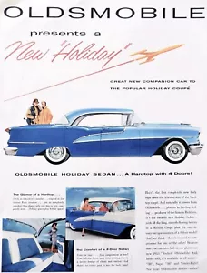 Oldsmobile car ad Vintage 1955 Holiday coupe blue auto advertisement - Picture 1 of 1