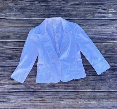 Chaqueta Blazer Para Mujer Nueva Sin Etiquetas Blanca Papaya Manga 3/4 Un Botón Ajustada Talla M FS Foto 1 de 4