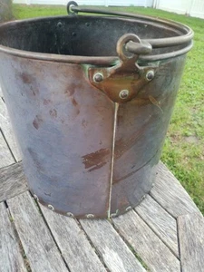 19th Century RIVIT ALL Copper HEAVY Cooking Pot Bucket Cauldron With Bail Handle - Picture 1 of 18