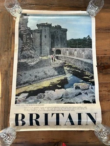 VTG Original Travel Poster Britain Raglan Castle 1959-1960 - Picture 1 of 8