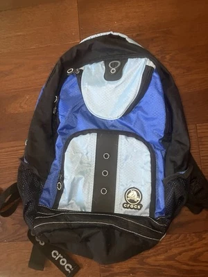 Crocs Full Size Backpack Crocodile Graffiti Multicolor 18" x 12" Blue Black - Image 1 of 4