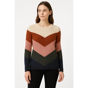 NWT AGB Multicolored Chevron Color Block Longsleeve Crew Neck Sweater Small - Picture 1 of 10