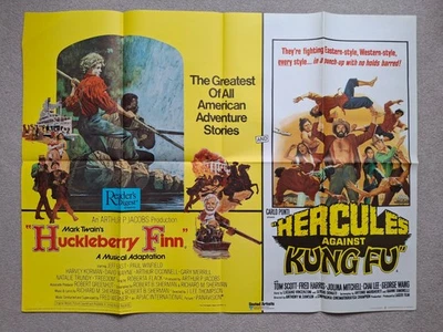 Huckleberry Finn / Hercules Against Kung Fu Quad Film Cinema Movie Poster - Image 1 of 4