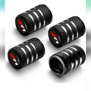 Set of 4 Universal For GMC AT4 Black Wheel Stem Air Valve Caps - Picture 1 of 5