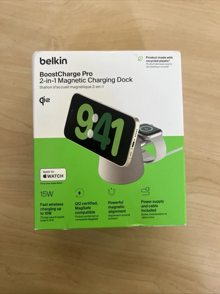 Belkin 2-in-1 Wireless Charging Dock with MagSafe - Sand