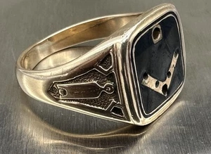 Vintage Masonic Freemason Ring 14k Yellow Gold 10.94g Gram Sz 10 - Scrap or Not - Picture 1 of 12