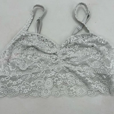 Sujetador Bralette Rosa Por Victoria's Secret Encaje Talla M Gris Claro Deslumbrado Pullover Foto 1 de 4