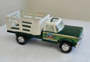 VINTAGE NYLINT GREEN & WHITE STAKE TRUCK - 11.5" LONG - Picture 1 of 9