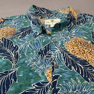 Camisa Hawaiana Botón Island Shores Para Hombres Verde/Azul Talla 2XL Foto 1 de 4