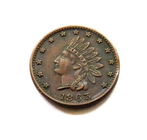 1863 13 STAR CANNON-FLAGS-DRUM-CAP-WREATH UNION 61 CIVIL WAR CENT - Bild 1 von 2