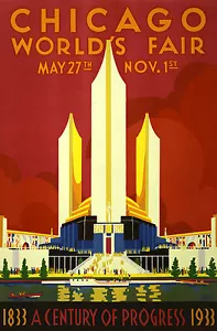  ART DECO VINTAGE PRINT STYLE WALL DECOR poster painting Chicago World Fair - Picture 1 of 4