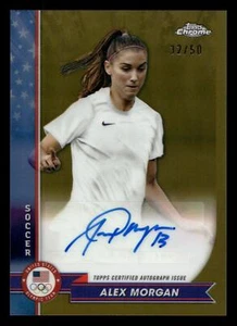 2024 Topps Chrome US Olympic ALEX MORGAN GOLD REFRACTOR AUTO 32/50 #AU-AMO - Picture 1 of 2