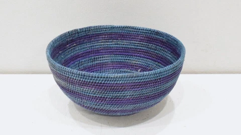 African Lesotho Blue  Pur11 1/ple Woven Basket South Africa Cover