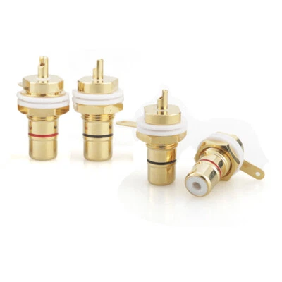4pcs Gold Plated RCA Terminal Socket Audio Connector Adapter Plug Binding Post - Image 1 of 4