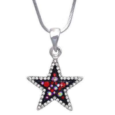 Collar Colgante Estrella Color Dos Tonos Cristal AB Rojo Transparente Joyería Brillante Foto 1 de 2