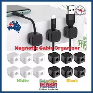 6/12 Magnetic Cable Wire Clips Tidy Cord Lead Organiser USB Charger Cable Holder - Picture 1 of 11
