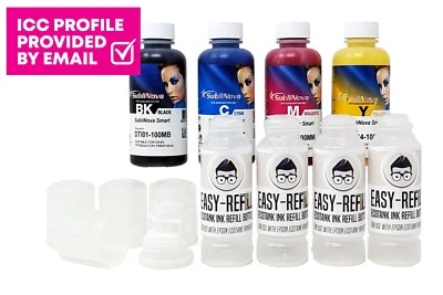 100ml Inktec Sublimation Ink Set + Easy Refill Bottles for Epson ET-2876 Inc ICC - Image 1 of 4
