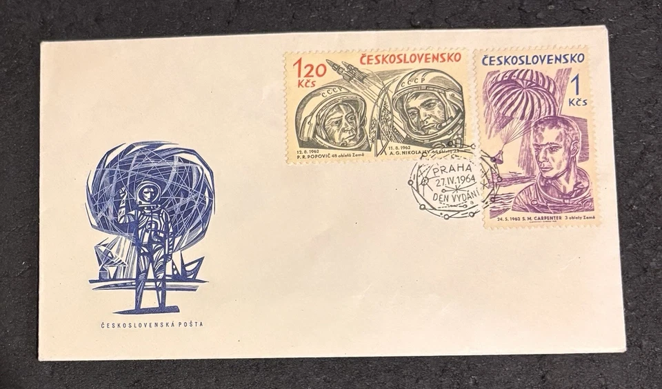 1964 MAN IN SPACE FDC Original Stamped Cover. Soviet Czechoslovakia . - Image 1 of 1