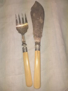 Years 40 - NR.2 Cutlery For Freshwater With Parts Silver & Handle D' Bone - Picture 1 of 4