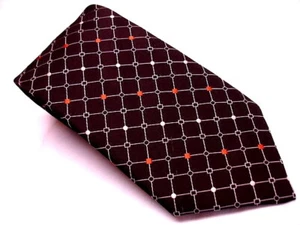 GINO POMPEII Woven Brown W/ Geometric Design Polyester Short Tie ITALY EXCELLENT - Picture 1 of 4