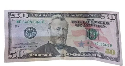 2013 $50 Fifty Dollar Bill  Note MD34083362 B - Image 1 of 2