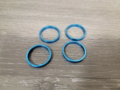 Lote de espaciadores de potencia de auriculares de bicicleta azul anodizado 5 mm X 4 = 20 mm 1 1/8 pulgadas  Foto 1 de 2