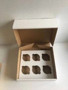 Strong Stackable 6 Hole Cupcake Box in White - 2 Pack Sizes - Picture 1 of 1