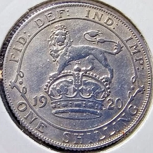 1920 One Shilling George V 1/- 50% Silver aUNC Sp#4023 - Picture 1 of 2