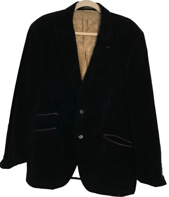 Blazer Ibiza Hombre Terciopelo Negro Forro Dorado Sencillo Pecho Dos Botones Talla 44R Foto 1 de 4