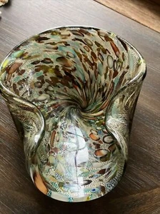 Vintage Hand-Blown Murano Style Art Glass Bowl Ashtray Multicolor Tutti Fruitti - Picture 1 of 9