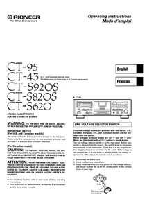 PIONEER CT 820S - CASSETTE DECK - USER INSTRUCTIONS OWNER'S MANUAL - EN FR - Foto 1 di 1