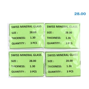 12 Pcs Watch Glass Crystal Swiss Made Size 28.00 MM Thickness Is 1.30MM - Foto 1 di 2