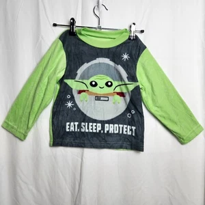 Star Wars Yoda Eat Sleep Protect Boys Sz 4 Long Sleeve Pajama Top Shirt NWOT - Picture 1 of 3