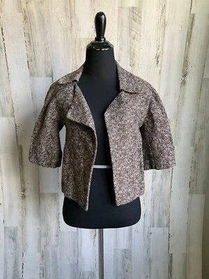 Marni US Size 2 Cotton Crop Blazer Short Sleeve EU Size 38 Brown Print - Image 1 of 4