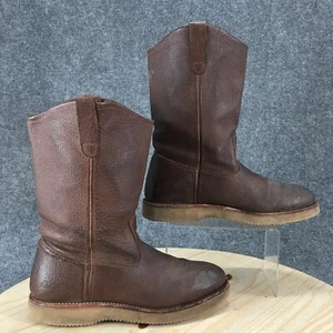 Georgia Boots Mens 9.5 D Wellington Pull On Mid Calf Brown Leather Almond Toe - Picture 1 of 21