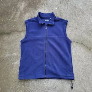 Vtg Y2k Point Zero Men's Zip Up Navy Fleece Zip Up Vest Size Lg Techwear Skater - Picture 1 of 4